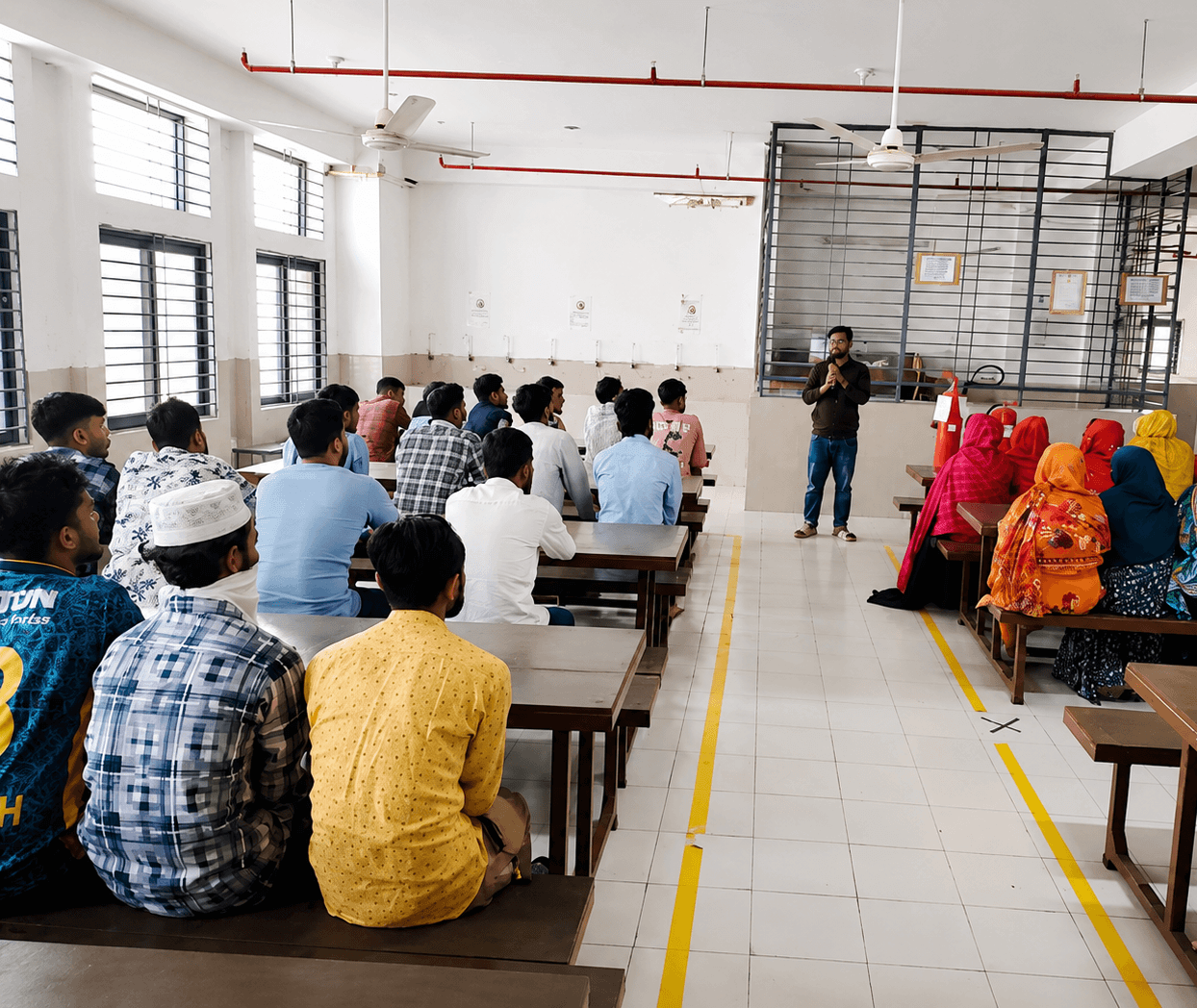 Staff undergoing fire extinguisher training