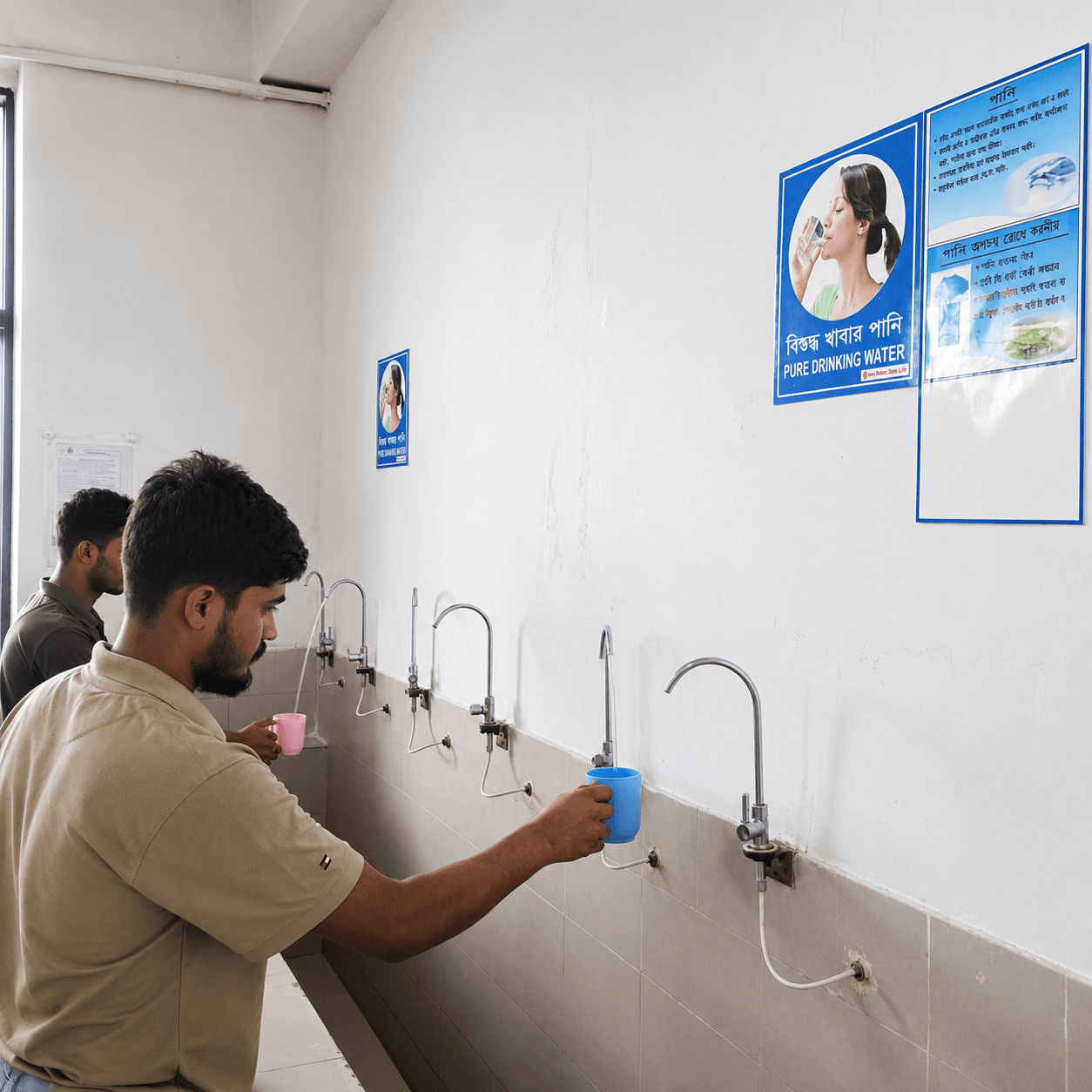 Worker accessing clean drinking water